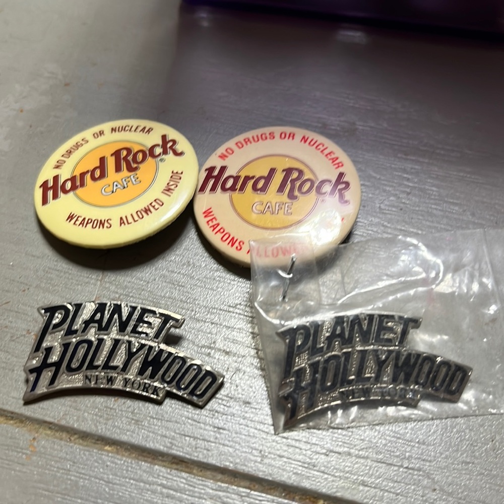 Hard Rock Cafe and Planet Hollywood pin sets